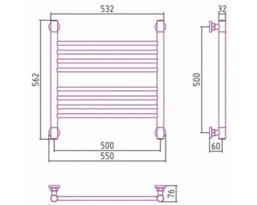 Приобрести Полотенцесушитель водяной 500х500 золотой матовый Сунержа Богема+ 032-0220-5050 в магазине сантехники Santeh-Crystal.ru