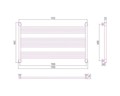 Купить Полотенцесушитель водяной 600х1100 состаренная латунь Сунержа Богема L 051-0202-6011 в магазине сантехники Santeh-Crystal.ru