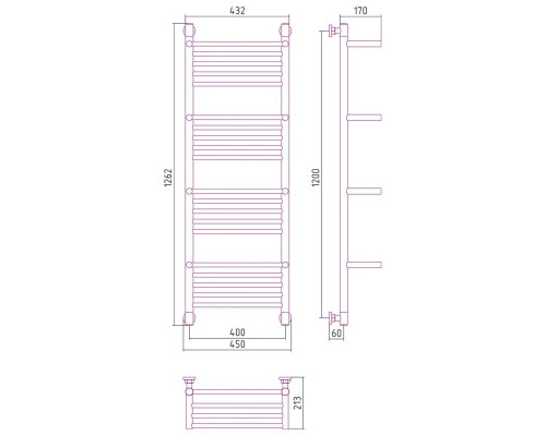 Заказать Полотенцесушитель водяной 1200х400 белый матовый Сунержа Богема с полкой+ 30-0224-1240 в магазине сантехники Santeh-Crystal.ru