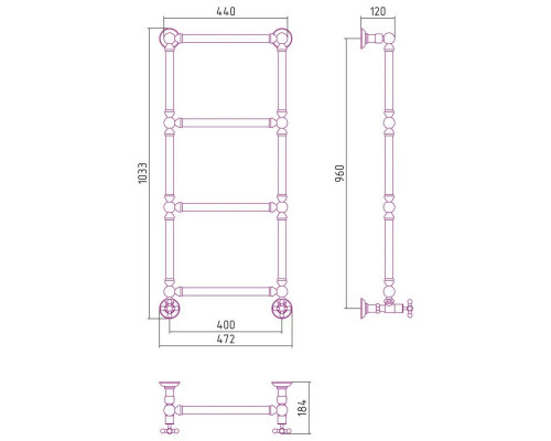 Приобрести Полотенцесушитель водяной 960х400 состаренная бронза Сунержа Ренессанс 1304 05-0280-9640 в магазине сантехники Santeh-Crystal.ru