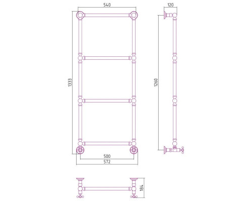Приобрести Полотенцесушитель водяной 1260х500 состаренная бронза Сунержа Ренессанс 1304 05-0280-1250 в магазине сантехники Santeh-Crystal.ru