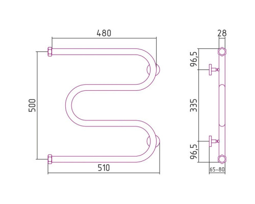 Заказать Полотенцесушитель водяной 500х500 белый матовый Сунержа М-образный 30-0007-5050 в магазине сантехники Santeh-Crystal.ru