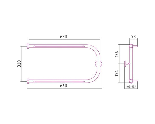 Заказать Полотенцесушитель водяной 320х650 античное белое золото Сунержа П-образный +2 полки 10-4004-3265 в магазине сантехники Santeh-Crystal.ru
