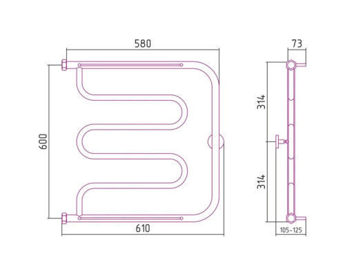 Заказать Полотенцесушитель водяной 600х600 черный матовый Сунержа Лира +2 полки 31-4012-6060 в магазине сантехники Santeh-Crystal.ru