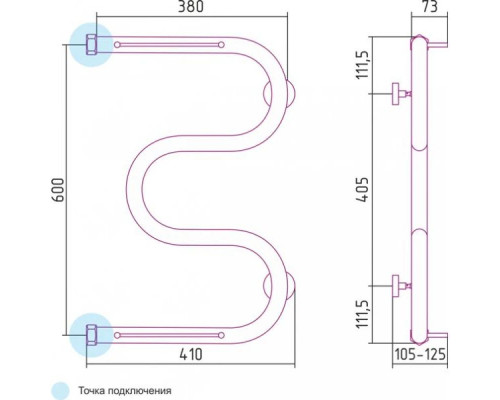 Купить Полотенцесушитель водяной 600х400 шампань Сунержа М-образный +2 полки 020-4008-6040 в магазине сантехники Santeh-Crystal.ru