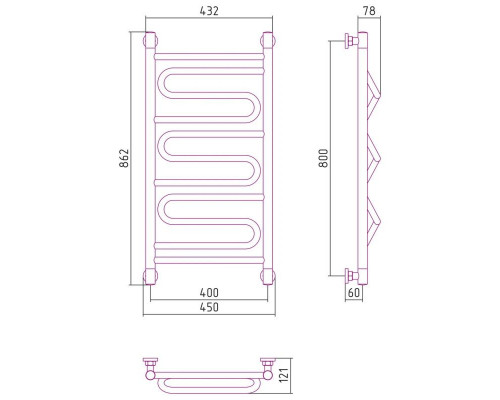 Заказать Полотенцесушитель водяной 800х400 золотой матовый Сунержа Элегия+ 032-0205-8040 в магазине сантехники Santeh-Crystal.ru