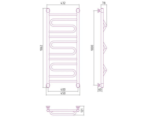 Купить Полотенцесушитель водяной 1000х400 белый матовый Сунержа Элегия+ 30-0205-1040 в магазине сантехники Santeh-Crystal.ru
