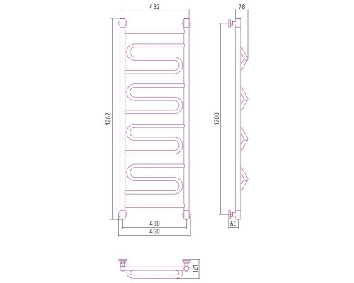 Заказать Полотенцесушитель водяной 1200х400 золотой Сунержа Элегия+ 03-0205-1240 в магазине сантехники Santeh-Crystal.ru