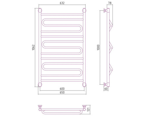 Приобрести Полотенцесушитель водяной 1000х600 золотой матовый Сунержа Элегия+ 032-0205-1060 в магазине сантехники Santeh-Crystal.ru
