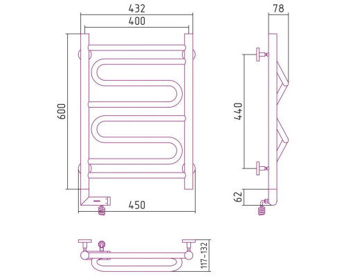 Приобрести Полотенцесушитель электрический 600х400 белый матовый МЭМ правый Сунержа Элегия 2.0 30-5219-6040 в магазине сантехники Santeh-Crystal.ru