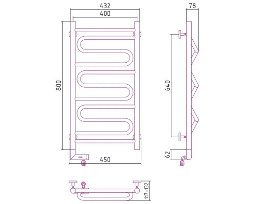 Приобрести Полотенцесушитель электрический 800х400 белый матовый МЭМ правый Сунержа Элегия 2.0 30-5219-8040 в магазине сантехники Santeh-Crystal.ru