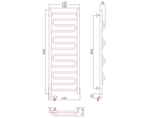 Приобрести Полотенцесушитель электрический 1200х400 черный матовый МЭМ правый Сунержа Элегия 2.0 31-5219-1240 в магазине сантехники Santeh-Crystal.ru