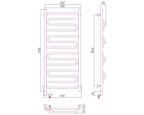 Приобрести Полотенцесушитель электрический 1200х500 темный титан муар МЭМ правый Сунержа Элегия 2.0 15-5219-1250 в магазине сантехники Santeh-Crystal.ru