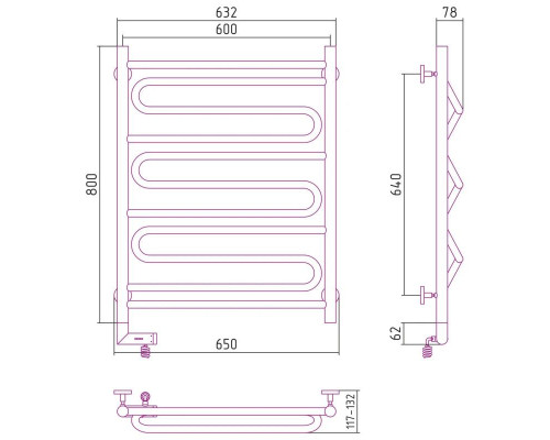Купить Полотенцесушитель электрический 800х600 золотой МЭМ левый Сунержа Элегия 2.0 03-5218-8060 в магазине сантехники Santeh-Crystal.ru
