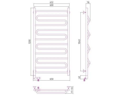 Приобрести Полотенцесушитель электрический 1200х600 золотой МЭМ правый Сунержа Элегия 2.0 03-5219-1260 в магазине сантехники Santeh-Crystal.ru