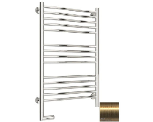 Заказать Полотенцесушитель электрический 800х500 состаренная латунь МЭМ левый Сунержа Флюид 2.0 051-5220-8050 в магазине сантехники Santeh-Crystal.ru