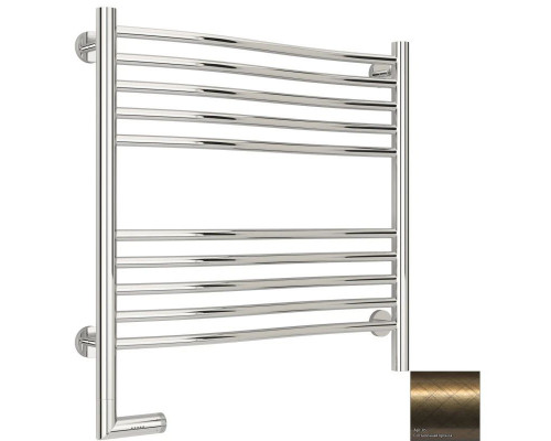 Купить Полотенцесушитель электрический 600х600 состаренная бронза МЭМ левый Сунержа Флюид 2.0 05-5220-6060 в магазине сантехники Santeh-Crystal.ru