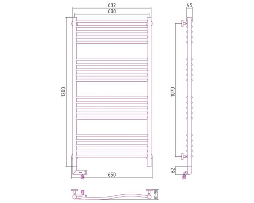 Заказать Полотенцесушитель электрический 1200х600 белый матовый МЭМ правый Сунержа Флюид 2.0 30-5221-1260 в магазине сантехники Santeh-Crystal.ru
