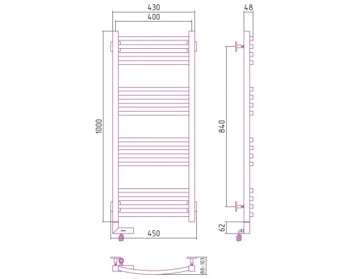 Заказать Полотенцесушитель электрический 1000х400 шампань МЭМ правый Сунержа Аркус 2.0 020-5605-1040 в магазине сантехники Santeh-Crystal.ru