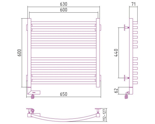 Приобрести Полотенцесушитель электрический 600х600 шампань МЭМ правый Сунержа Аркус 2.0 020-5605-6060 в магазине сантехники Santeh-Crystal.ru