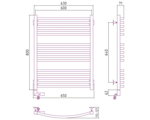 Заказать Полотенцесушитель электрический 800х600 состаренная латунь МЭМ правый Сунержа Аркус 2.0 051-5605-8060 в магазине сантехники Santeh-Crystal.ru