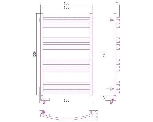 Купить Полотенцесушитель электрический 1000х600 МЭМ правый Сунержа Аркус 2.0 00-5605-1060 в магазине сантехники Santeh-Crystal.ru