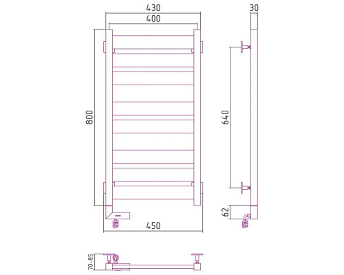 Заказать Полотенцесушитель электрический 800х400 золотой МЭМ левый Сунержа Центурион 2.0 03-5602-8040 в магазине сантехники Santeh-Crystal.ru