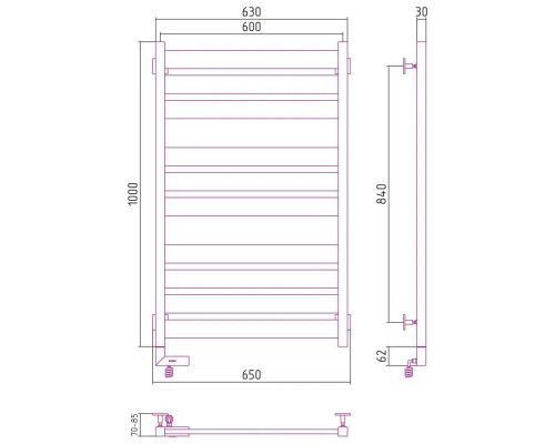 Приобрести Полотенцесушитель электрический 1000х600 золотой МЭМ правый Сунержа Центурион 2.0 03-5603-1060 в магазине сантехники Santeh-Crystal.ru