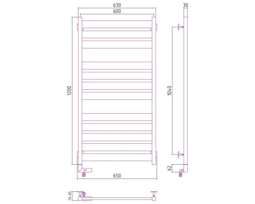 Приобрести Полотенцесушитель электрический 1200х600 состаренная латунь МЭМ правый Сунержа Центурион 2.0 051-5603-1260 в магазине сантехники Santeh-Crystal.ru