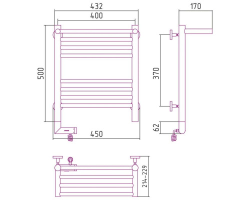 Приобрести Полотенцесушитель электрический 500х400 белый глянец МЭМ левый Сунержа Богема с полкой 2.0 12-5206-5040 в магазине сантехники Santeh-Crystal.ru