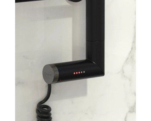 Купить Полотенцесушитель электрический 600х400 черный матовый МЭМ левый Сунержа Богема с полкой 2.0 31-5206-6040 в магазине сантехники Santeh-Crystal.ru