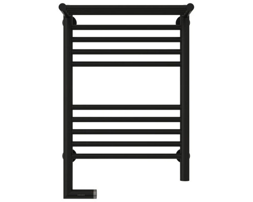 Купить Полотенцесушитель электрический 600х400 черный матовый МЭМ левый Сунержа Богема с полкой 2.0 31-5206-6040 в магазине сантехники Santeh-Crystal.ru