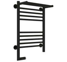 Полотенцесушитель электрический 600х400 черный матовый МЭМ левый Сунержа Богема с полкой 2.0 31-5206-6040