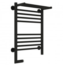 Полотенцесушитель электрический 600х400 черный матовый МЭМ левый Сунержа Богема с полкой 2.0 31-5206-6040