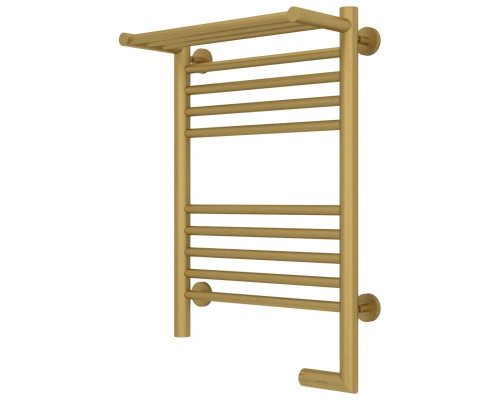 Заказать Полотенцесушитель электрический 600х400 золотой матовый МЭМ правый Сунержа Богема с полкой 2.0 032-5207-6040 в магазине сантехники Santeh-Crystal.ru