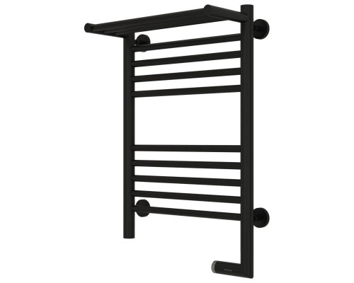 Купить Полотенцесушитель электрический 600х400 черный матовый МЭМ правый Сунержа Богема с полкой 2.0 31-5207-6040 в магазине сантехники Santeh-Crystal.ru