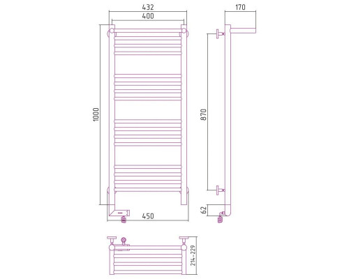 Купить Полотенцесушитель электрический 1000х400 античное белое золото МЭМ правый Сунержа Богема с полкой 2.0 10-5207-1040 в магазине сантехники Santeh-Crystal.ru