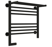 Полотенцесушитель электрический 500х500 черный матовый МЭМ левый Сунержа Богема с полкой 2.0 31-5206-5050