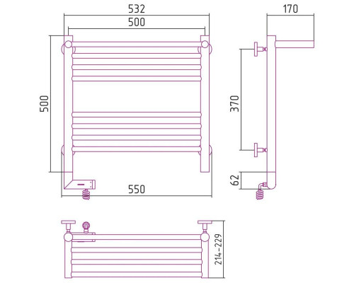 Заказать Полотенцесушитель электрический 500х500 белый матовый МЭМ правый Сунержа Богема с полкой 2.0 30-5207-5050 в магазине сантехники Santeh-Crystal.ru