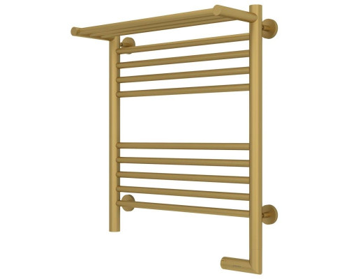 Заказать Полотенцесушитель электрический 600х500 золотой матовый МЭМ правый Сунержа Богема с полкой 2.0 032-5207-6050 в магазине сантехники Santeh-Crystal.ru