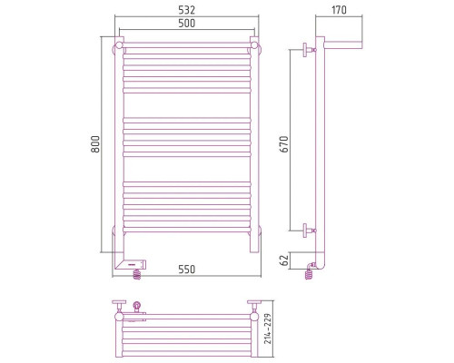 Приобрести Полотенцесушитель электрический 800х500 состаренная латунь МЭМ правый Сунержа Богема с полкой 2.0 051-5207-8050 в магазине сантехники Santeh-Crystal.ru