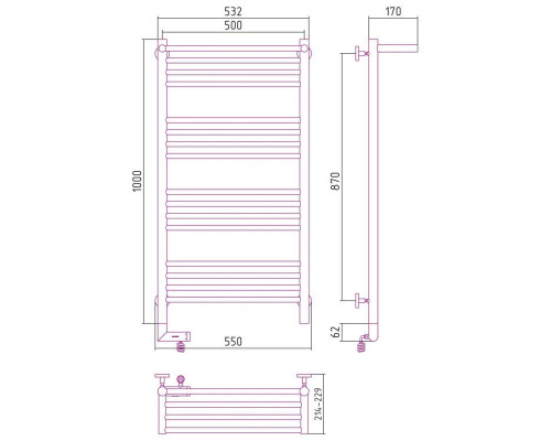 Купить Полотенцесушитель электрический 1000х500 белый глянец МЭМ левый Сунержа Богема с полкой 2.0 12-5206-1050 в магазине сантехники Santeh-Crystal.ru