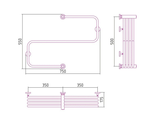 Заказать Полотенцесушитель водяной 500х700 шампань Сунержа Фабула 020-0125-5070 в магазине сантехники Santeh-Crystal.ru