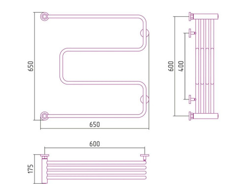 Купить Полотенцесушитель водяной 600х600 золотой матовый Сунержа Фабула М 032-0126-6060 в магазине сантехники Santeh-Crystal.ru