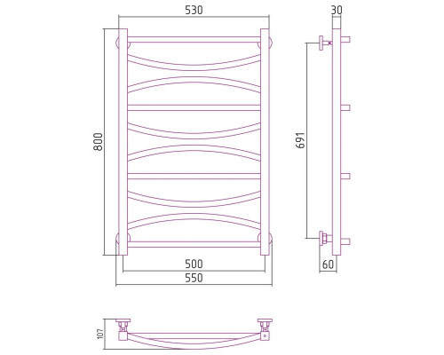 Купить Полотенцесушитель водяной 800х500 белый матовый Сунержа Ажур 30-0255-8050 в магазине сантехники Santeh-Crystal.ru
