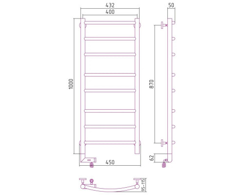 Купить Полотенцесушитель электрический 1000х400 золотой МЭМ правый Сунержа Галант 2.0 03-5201-1040 в магазине сантехники Santeh-Crystal.ru