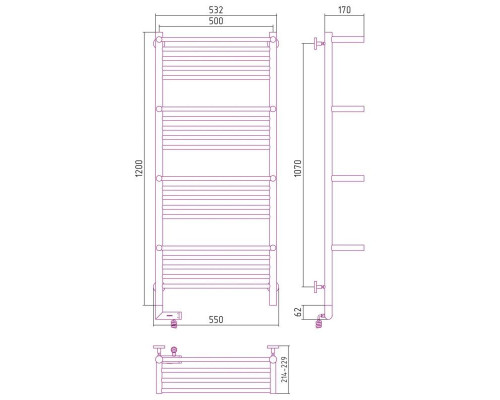 Приобрести Полотенцесушитель электрический 1200х500 золотой матовый МЭМ левый Сунержа Богема с полкой 2.0 032-5208-1250 в магазине сантехники Santeh-Crystal.ru