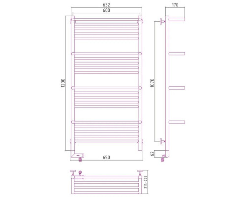 Приобрести Полотенцесушитель электрический 1200х600 темный титан муар МЭМ правый Сунержа Богема с полкой 2.0 15-5209-1260 в магазине сантехники Santeh-Crystal.ru