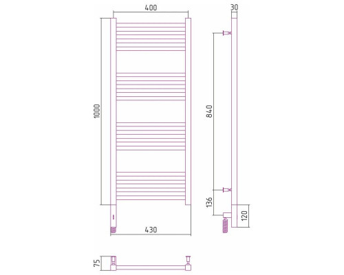 Приобрести Полотенцесушитель электрический 1000х400 золотой матовый МЭМ правый Сунержа Модус 3.0 032-5701-1040 в магазине сантехники Santeh-Crystal.ru