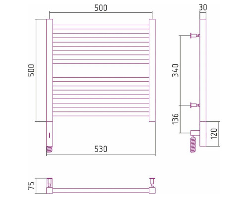 Приобрести Полотенцесушитель электрический 500х500 золотой МЭМ левый Сунержа Модус 3.0 03-5700-5050 в магазине сантехники Santeh-Crystal.ru